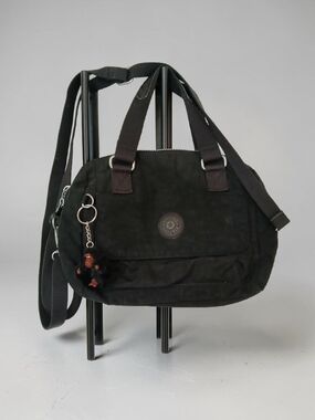 Kipling Black Small Shoulder Tote with Monkey Charm